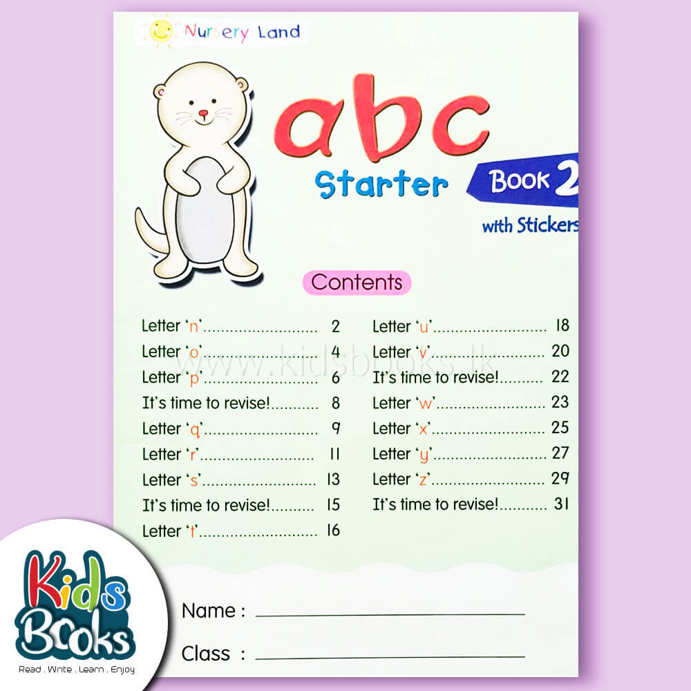 Nursery Land ABC Starter Book 2 Content Page