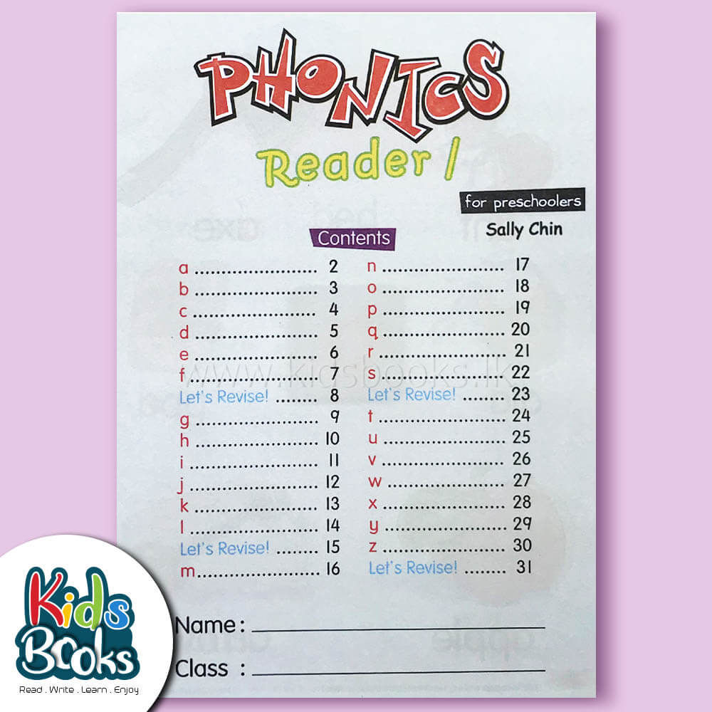 Phonics Reader 1 Book Content Page